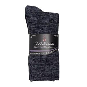 Cuddl Duds Super Soft Crew Sock Black/Gray - 6-Pack